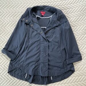 Ciao Milano CM 1969 Women's Blue Rain Jacket with Gold Buttons No Hood Size Med